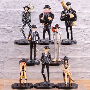 

8pcs/set The Suit Series of Luffy Franky Sanji Chopper Usopp Nami Robin Zoro PVC Collectible Action Figure Anime One Piece Toys