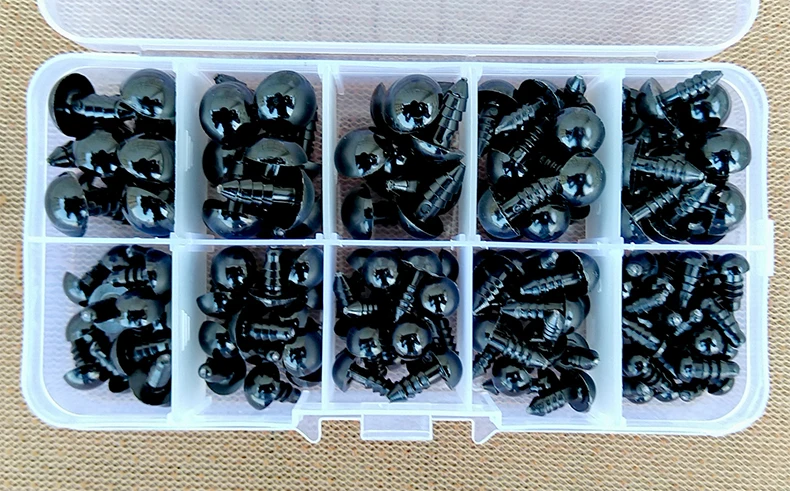100pcs 10mm Eyeball Doll Accessories Black Plastic Plush Safety Eyes Amigurumi For Toys 6mm 8mm 12mm DIY Funny Toy Eyes Animal