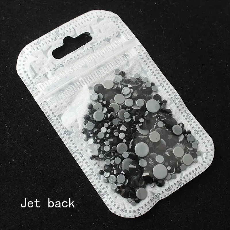 Jet Black Смешанные размеры 40 цветов кристалл AB исправление стразы, Стекло Стразы исправленное железо на Стразы для дизайна ногтей шитье и ткань Decoret - Цвет: Jet Black