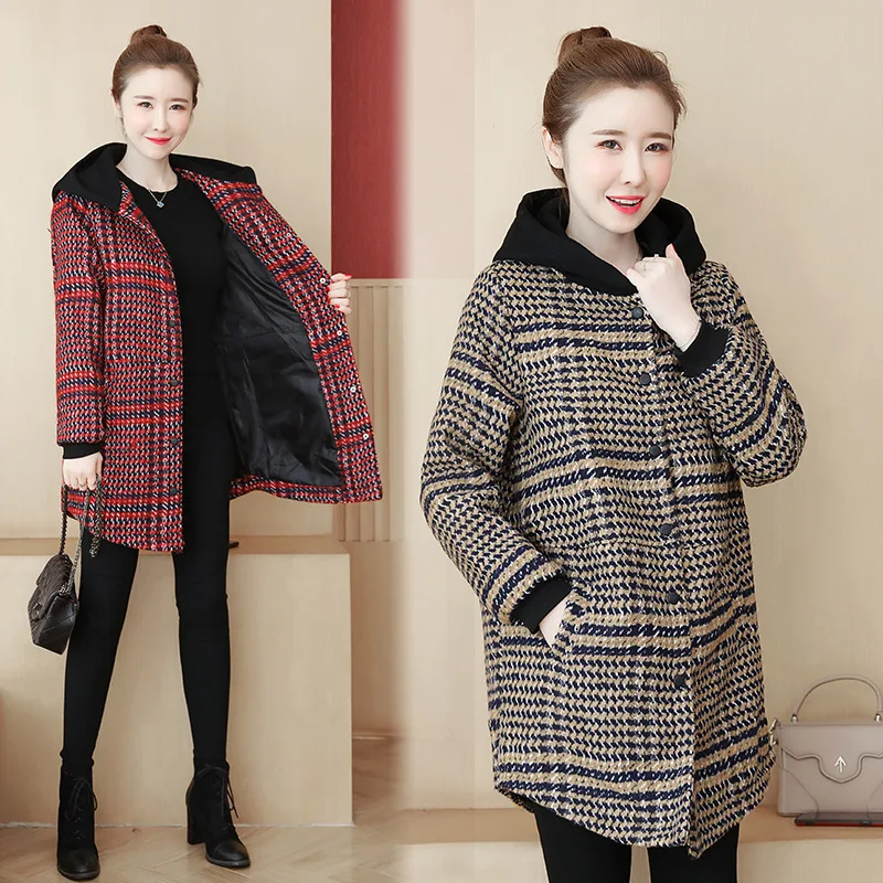 

Large Size Dress 2019 Autumn And Winter New Style Thick Woolen Jacket Women's 200