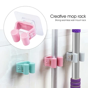 

Wall Mounted Mop Rack Hook Bathroom Mop Sticky Hanger Clip Mop Shelf Holder Home Kitchen Organizer Storage X9X00234