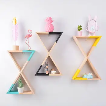 

Nordic Design Wooden Triangular Funnel Wall Shelf Decorative Hanging Rack For Sundries Nursery Baby Room Home Decor 42.5*20cm