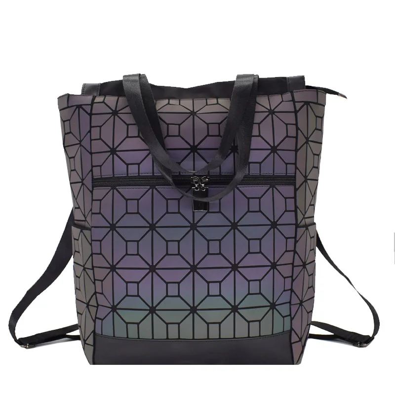 Для женщин мульти-функциональный рюкзак Для мужчин 15 дюймового ноутбука Рюкзаки голографическая Геометрическая световой рюкзак школьный женский рюкзак - Цвет: Luminous B