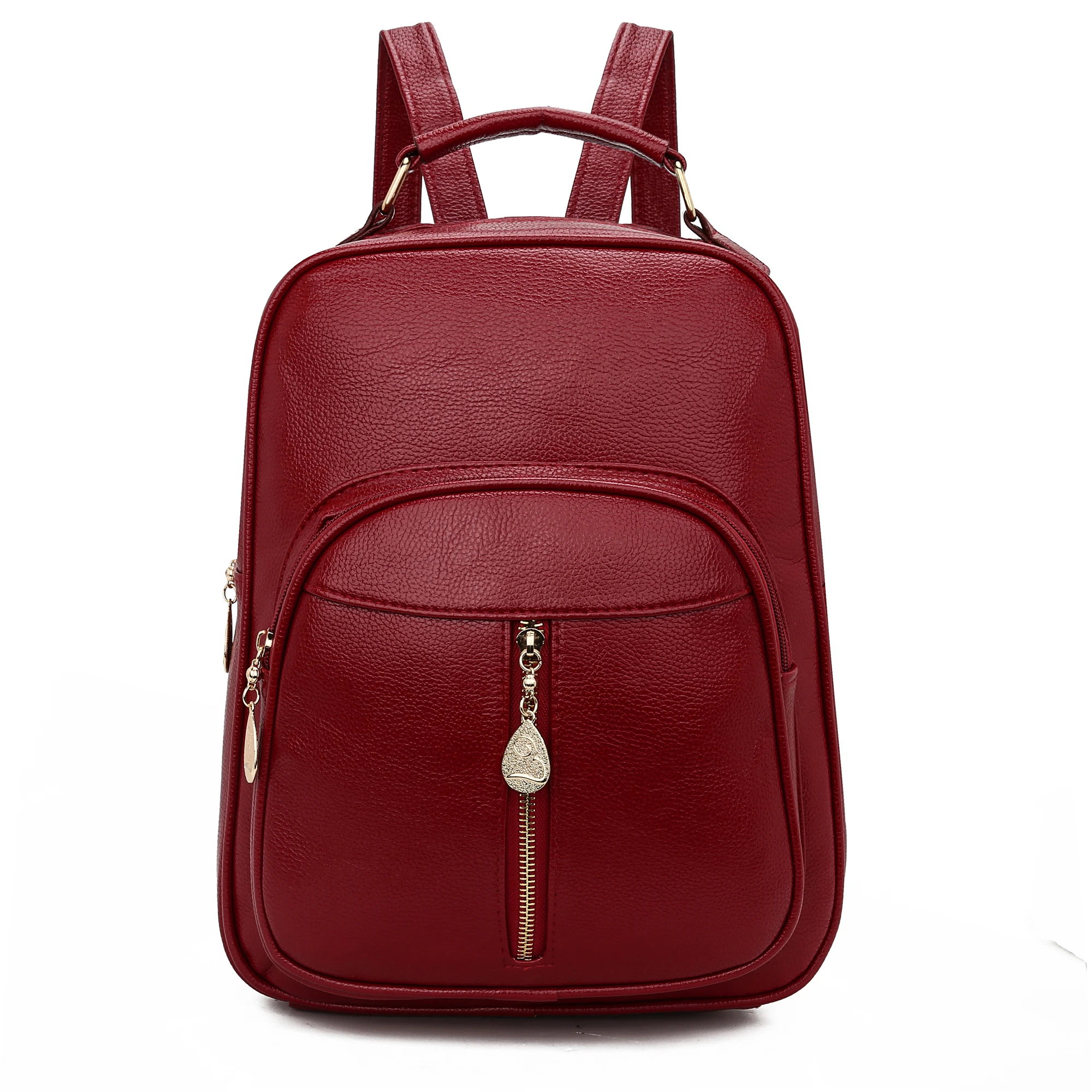 

Vintage Leather Women Backpack Retro Fashionable School Bags For Teenage Girls Anti-theft Travel Backpack Mochila Red 2019