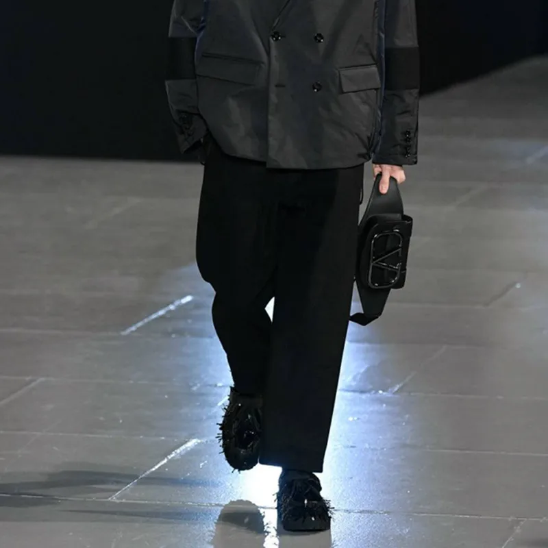 

Мужские Широкие брюки из шерстяной ткани, брюки для молодежи, зимние новые продукты, средняя талия, однотонные повседневные штаны, прямые брюки, woole