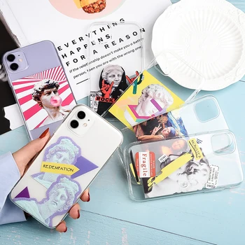 

For iPhone 11 Pro Max Funny Art alternative Statue Pattern Fundas Phone Case For iPhone X XS MAX 6 6S 7 7Plus 8 8Plus XR 10 Case