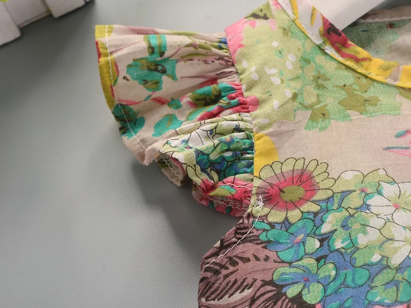 Girls Summer New Dress Flower Floral Pattern Baby Cotton Girl Dress Princess