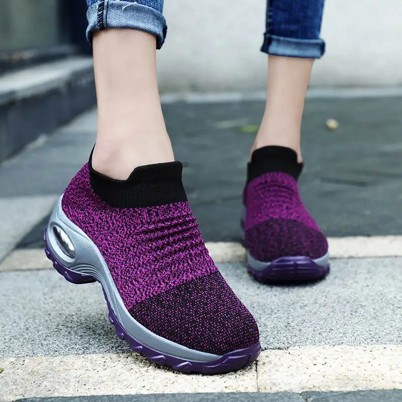Bopoli Women Platform Sneakers Wedge Casual Shoes Female Breathable Trainers Mesh Sneakers