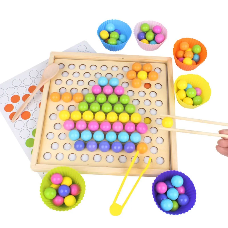 Billig Kinder Spielzeug Montessori Holz Spielzeug Hände Gehirn Training Clip Perlen Puzzle Bord Mathematik Spiel Baby Frühen Pädagogisches Spielzeug Für Kinder