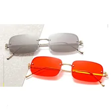 Маленькие квадратные солнцезащитные очки, женские роскошные брендовые винтажные прямоугольные цветные очки без оправы для женщин, ретро солнцезащитные очки, UV400 FML