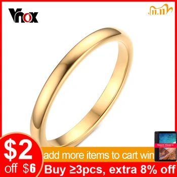 

Vnox Cute Women's Gold-color Rings Trendy 2 mm Tungsten Carbide Wedding Bands for Women Jewelry