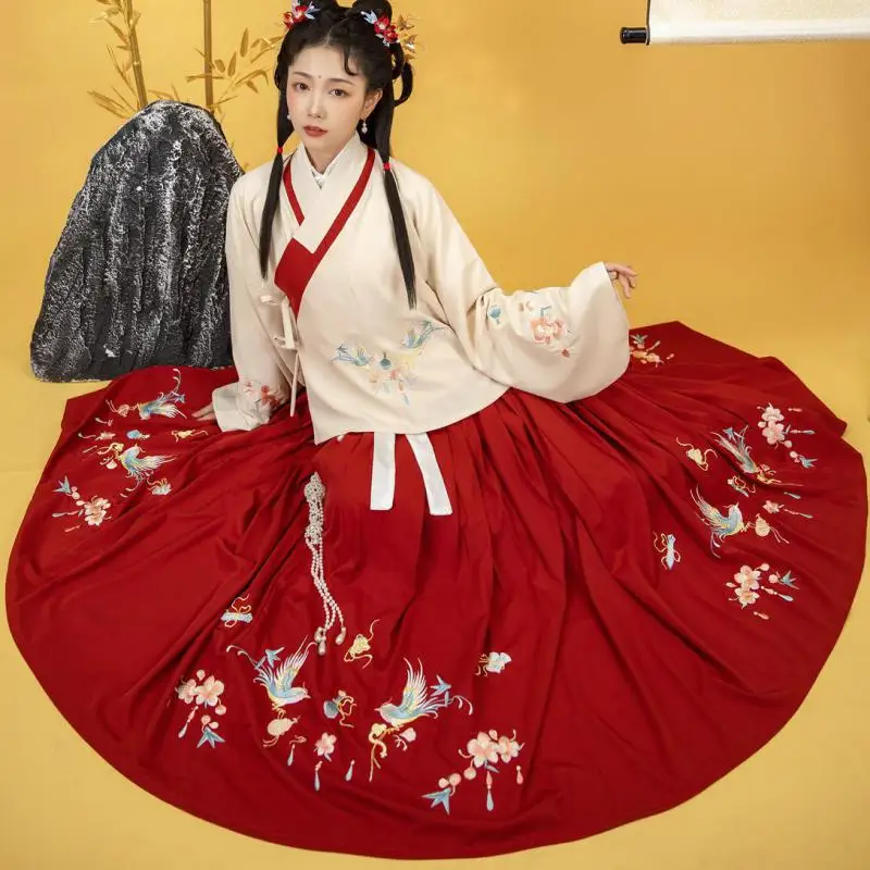 

Embroidery Flower Women Hanfu Suit Exquisite Elegant Princeness Fairy Costume Full Length Costume Stage Performance Clothing
