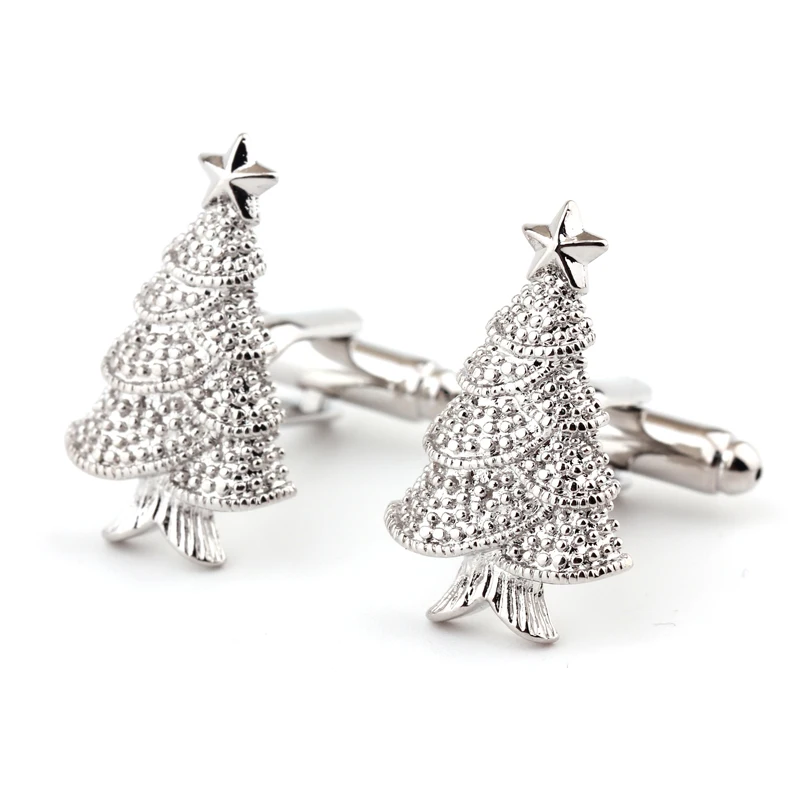 Free shipping Sparkling Crystal Christmas Tree Cufflinks for Men Cuff Links Fashion Festival Party Jewelry Male | Украшения и