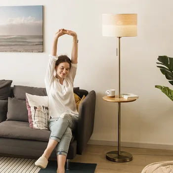 

Nordic Floor Lamp for Bedroom Living Room Sofa Lamp Bedside Lamp Simple Cloth Wood Standing Lights Home Decor Light Fixtures