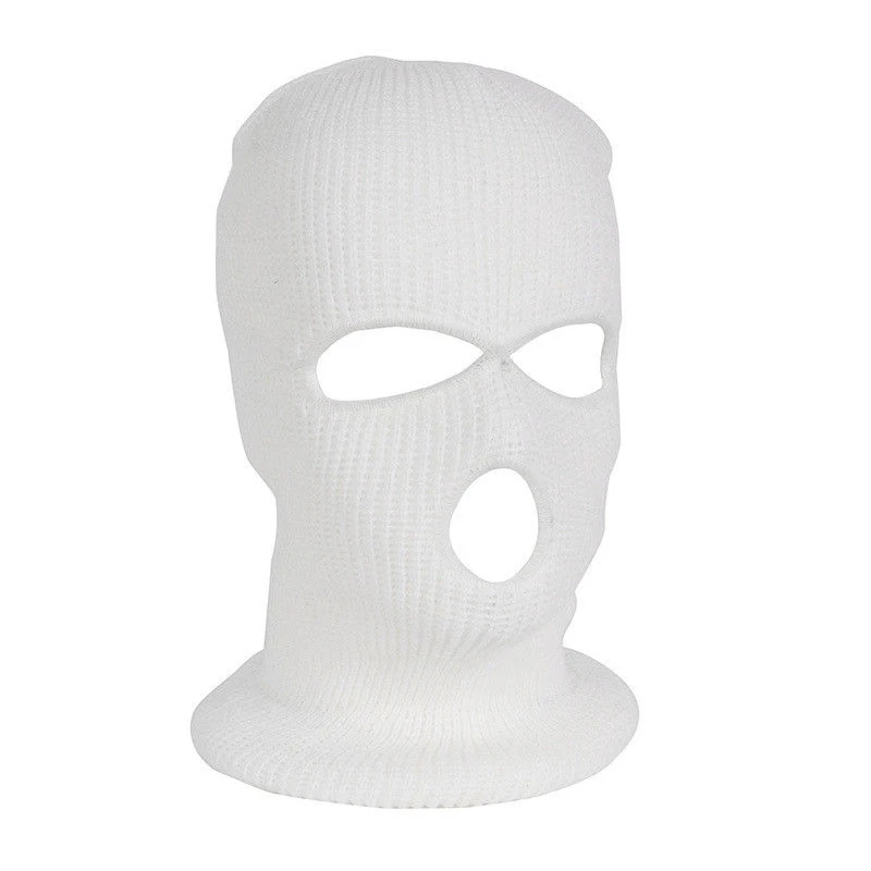 Balaclava Hat Shield Beanie Cap 3 Hole Keep Warm Cycling Knit Ski Mask Bicycle Helmet Snow Winter - Цвет: White