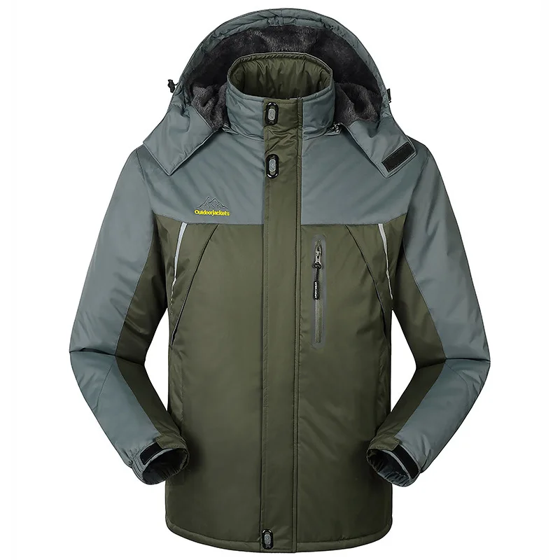 FH1588 ARMY GREEN 30 C FIT плюс толстый бархат вниз и парка пальто 6XL 7XL 8XL 9XL теплая зимняя куртка мужская водонепроницаемая ветрозащитная чакета hombre - Цвет: FH1588 ARMY GREEN
