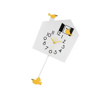 

Creative Cartoon Swinging Wall Clock Nordic Artistic Clock Lovely Quartz Clock