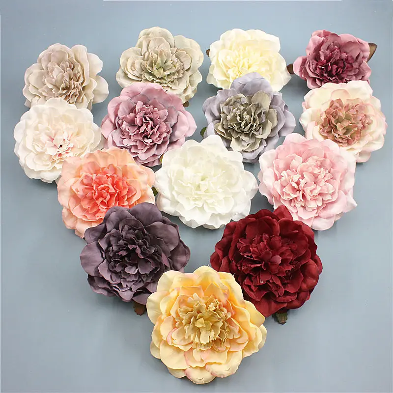 10pcs 10cm Silk Flowers For Home Decoration Large Peony Artificial Flower Head Wedding Diy Crafting Wall Backdrop | Дом и сад