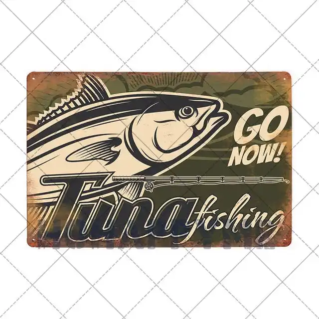 Fish Metal Tin Signs Retro Poster Fishing Site Door Plates Outdoor Decorative Bar Club Iron Wall Plaques Vintage Decor 20x30CM 2181049