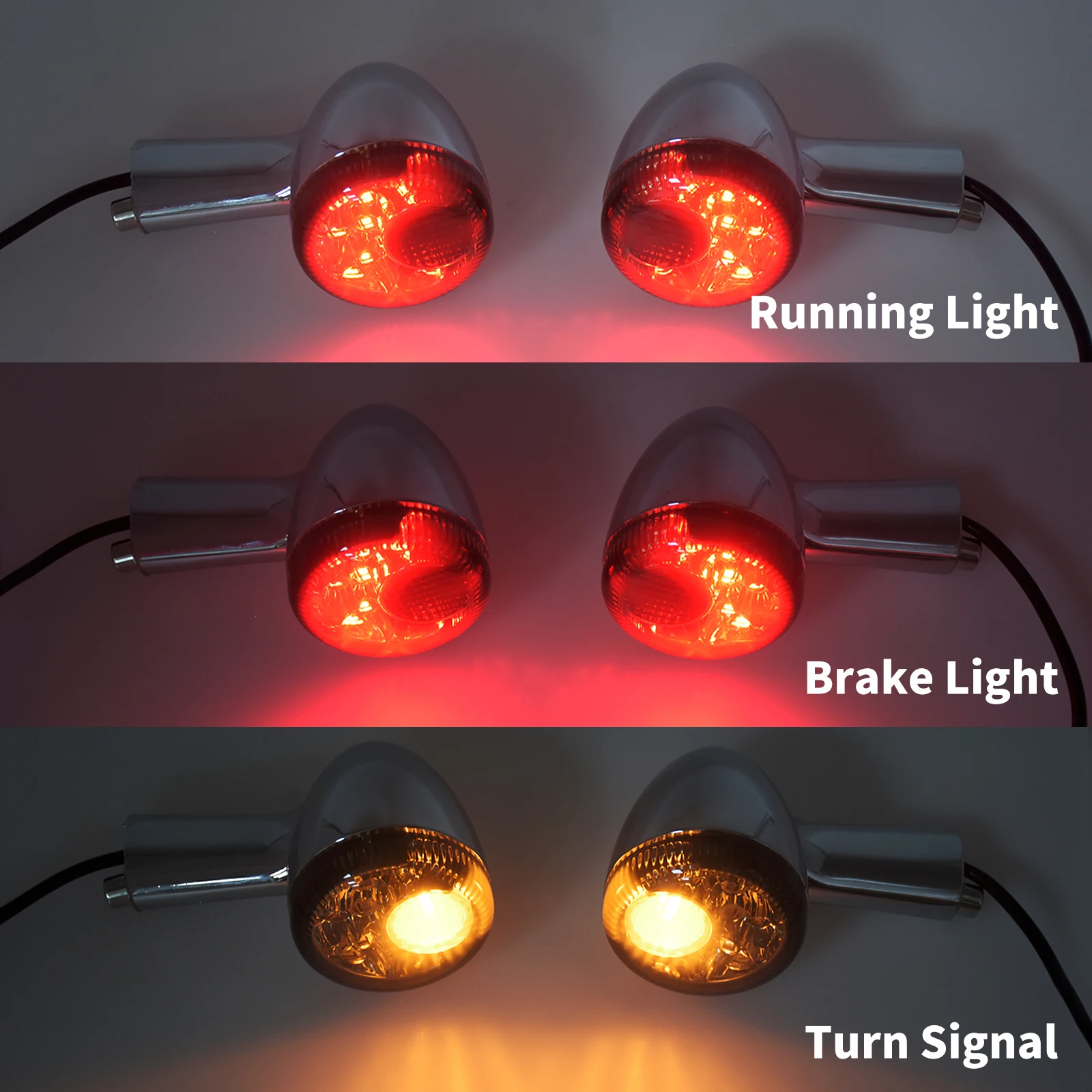 Amber LED Rear Turn Signals For Harley Sportster 883/XL1200 1992-2022 - Chrome Housing 10 thumbnail image