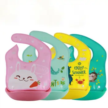 

Cute Fashion Waterproof Silicone Baby Bib Washable Roll Up Crumb Catcher Feeding Eating Baby