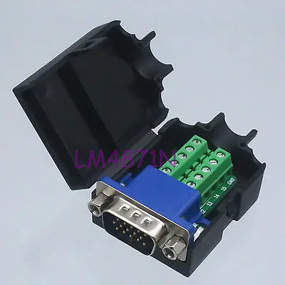 DHL/EMS 20 партий DB15 D-SUB штепсельный разъем VGA 3+ 6pin терминальный адаптер PCB разъем крышка капота гайка черный-d2