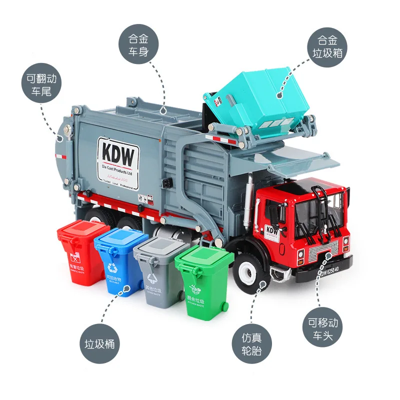 1:50 Высокая симуляция город классификация мусора набор все сплав мульти-шарнир моделирование модель мусоровоза детские игрушки