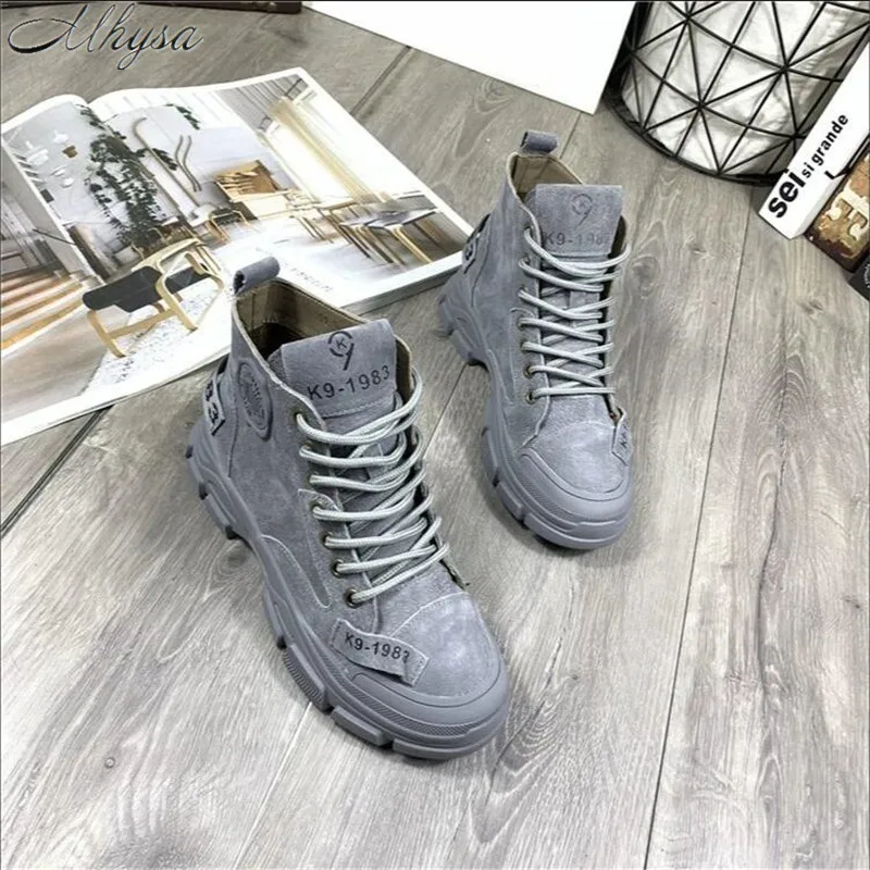 Ceny Mhysa 2019 zima w nowym stylu kobiety stylowe buty jesień wygodne Martin skórzane buty grube podeszwie botki kobiet L1173