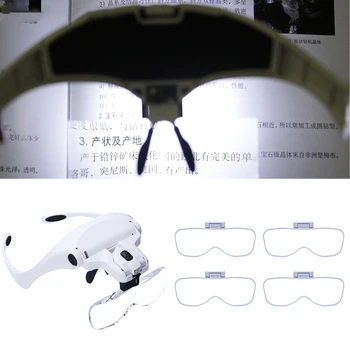 

Behogar LED Illuminated Head Wearing Loupe Magnifier Magnifying with 5pcs Different Lenses for Reading Jewelry Clock Repair
