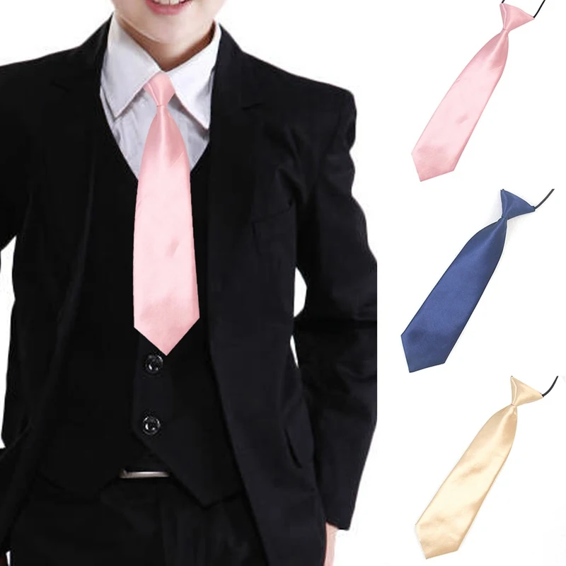Детский галстук для мальчика, детский Свадебный галстук-бабочка для мальчика, эластичный однотонный цвет