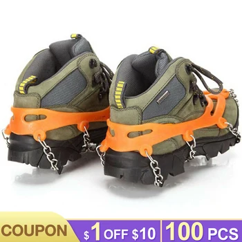 

8 Tooth Silicone Steel Universal Ice No Slip Snow Shoe Spikes Grips Cleats Crampons Winter Climbing Non Slip Shoes Cover Sking
