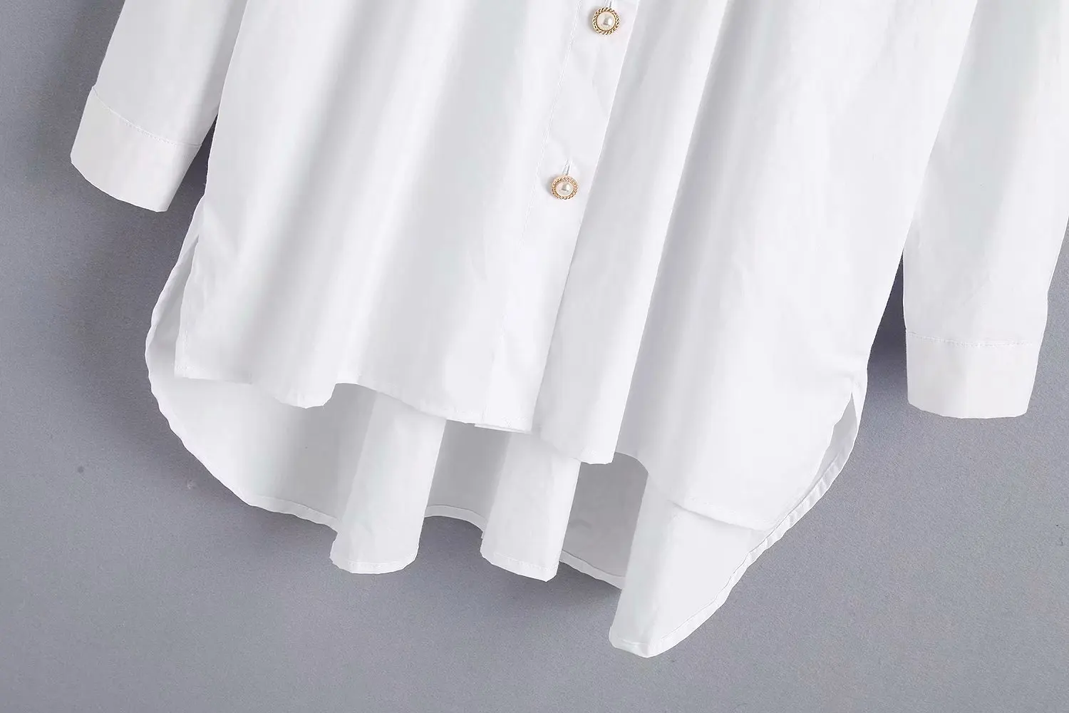 TRAF Women Elegant Jewel Buttons Asymmetry Loose Blouses Vintage Fashion Lapel Collar Long Sleeve White Shirts Blusas Chic Tops