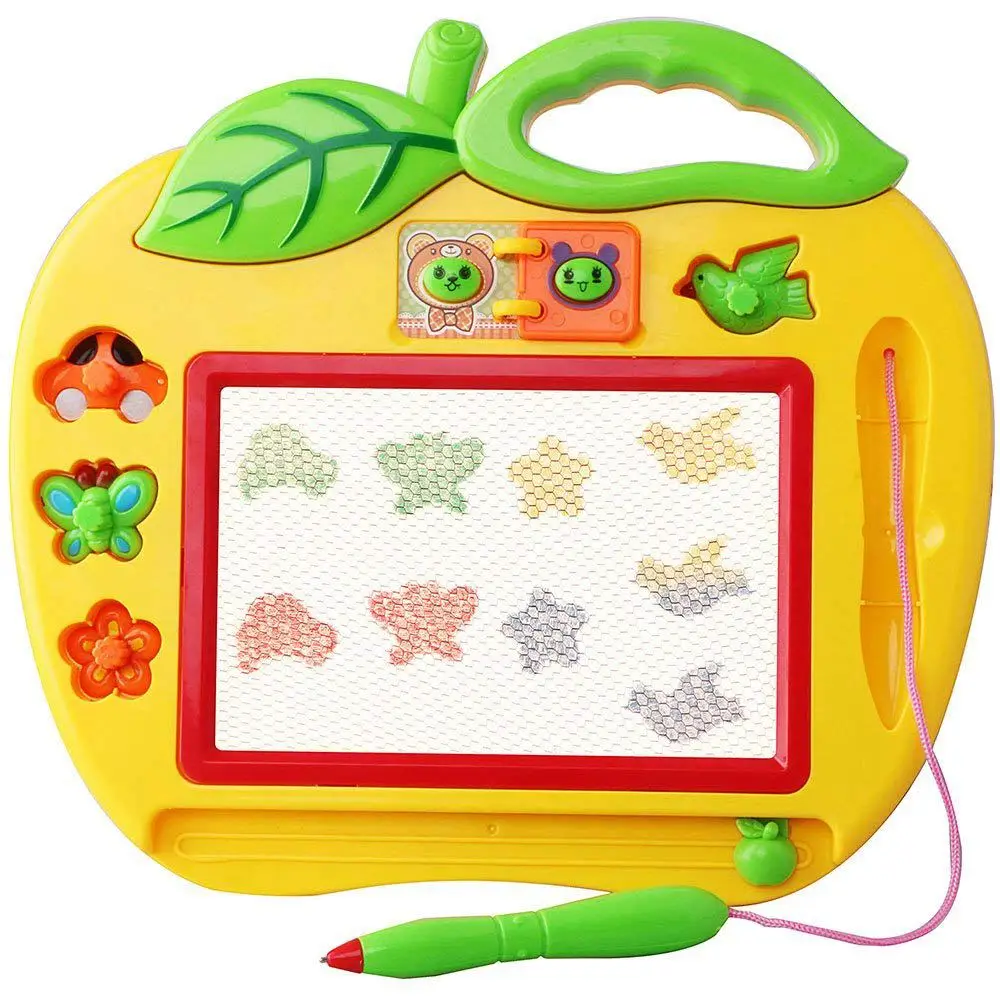 JSES Kids Magnetic Drawing Board With Stamps Magic Slate Board Educational Toys for Graffiti Painting Colorful +Pen 25*22cm