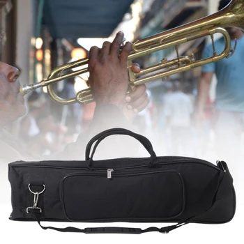 

Black Gig Package With Pocket Soft Protective Oxford Cloth Waterproof Wind Instrument Storage Case Trumpet Bag Adjustable Strap