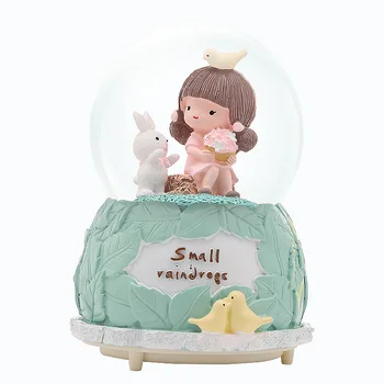 

Nordic Cartoon Cute Girl Snow Globe Crystal Ball Rotating Music Box Christmas Decoration For Home Home Decoration Accssories