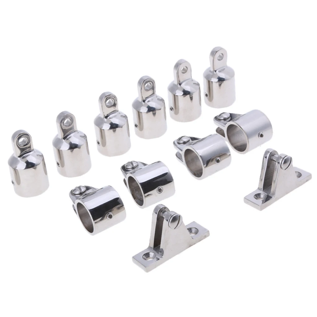 13pcs Stainless Steel 3-Bow 1'' Bimini Top Boat Fittings Marine Hardware