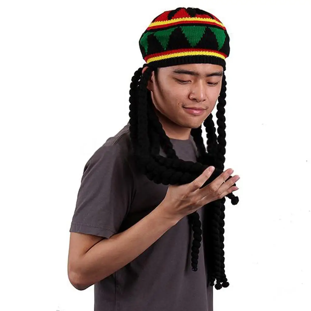 Новая повседневная мужская и женская вязаная шапка раста нарядное платье Вечерние хиппи берет дреды парик ямайский Боб Марли шляпа