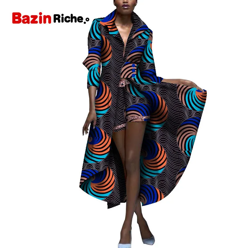 Женский костюм из двух предметов в африканском стиле для леди длинное платье+ короткие брюки из Анкары Дашики настоящая восковая печать одежда WY5281