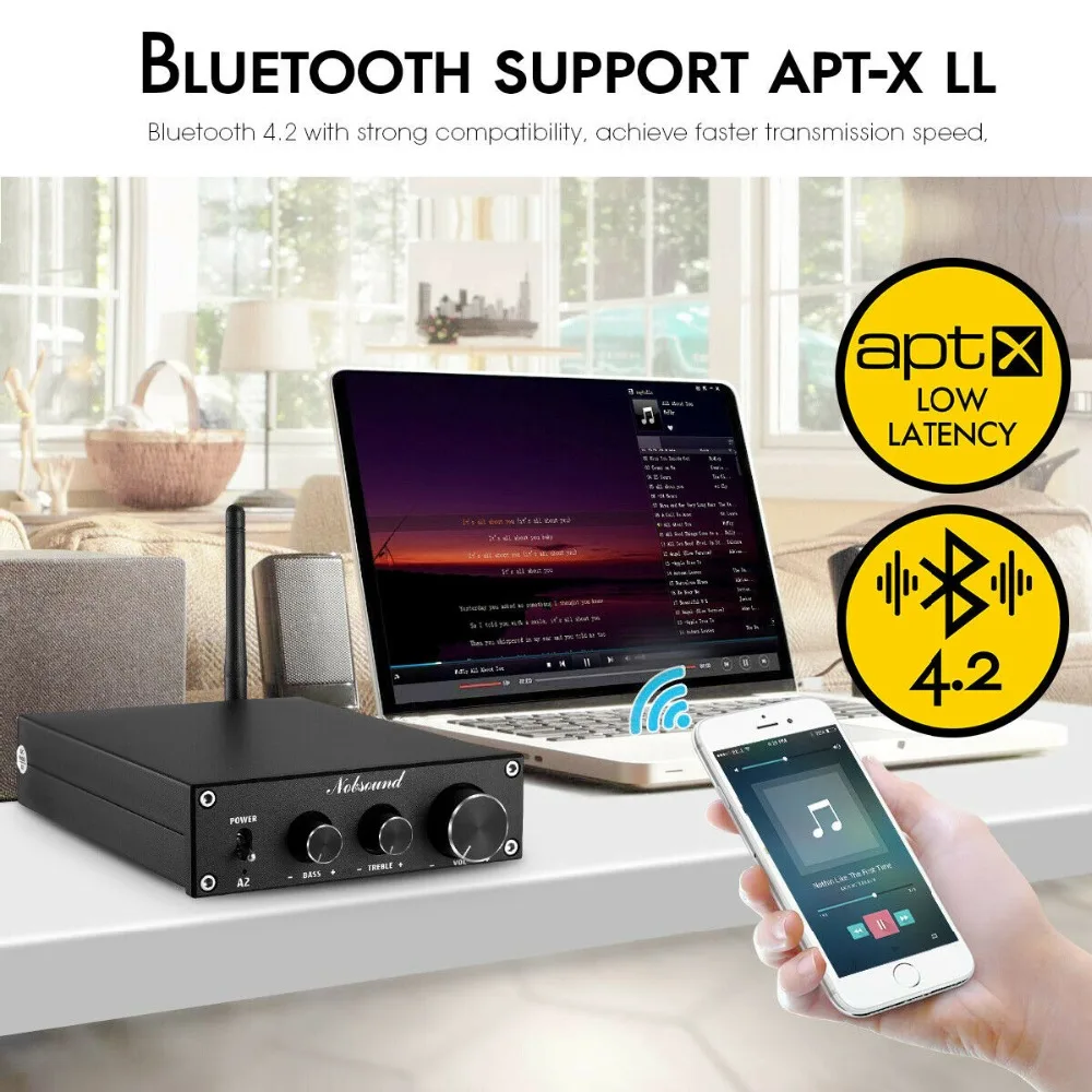 Douk аудио HiFi стерео Bluetooth 4,2 Класс D TDA7498E усилитель мощности домашний аудио усилитель APTX-LL 160 Вт+ 160 Вт
