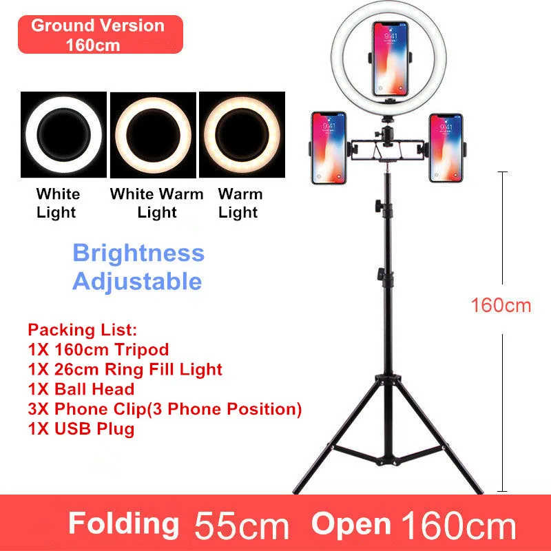 Фотография СВЕТОДИОДНЫЙ селфи кольцо заполняющий свет студия затемнения камера телефон кольцо лампа для Youtube макияж видео для студий с живым звуком со штативом - Цвет: Style 7