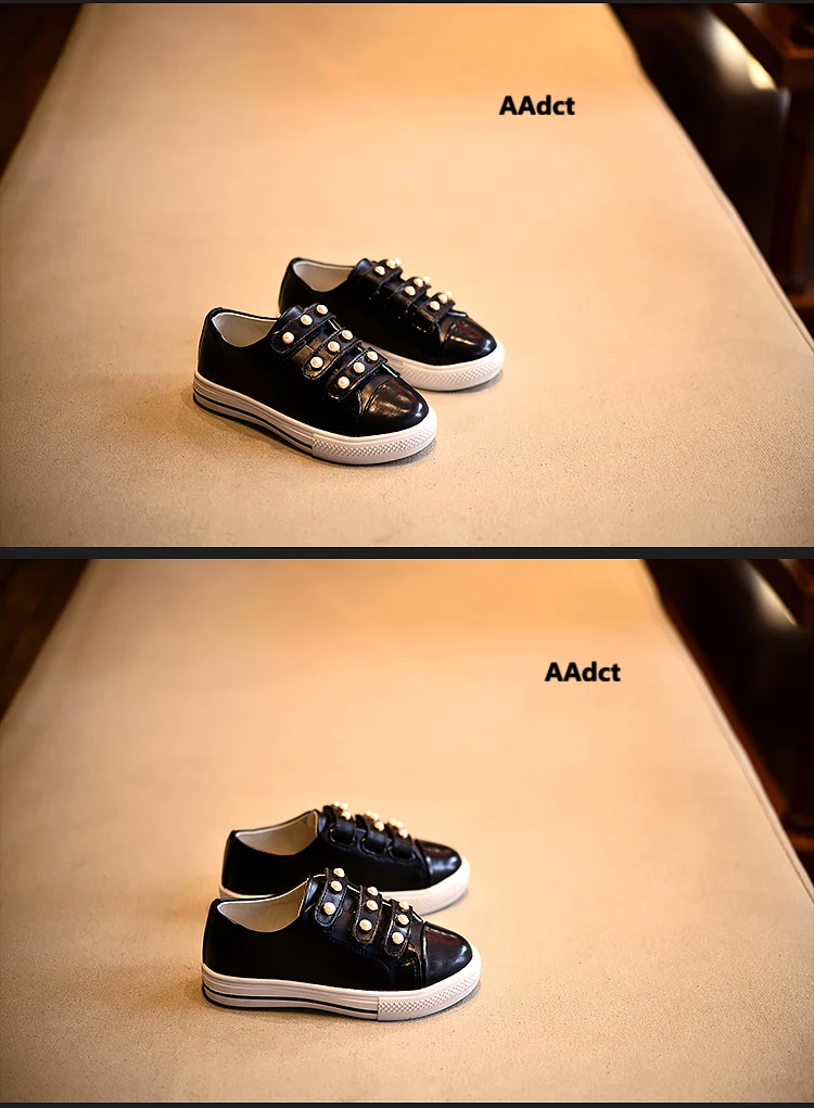 AAdct/Обувь для девочек; Новая модная обувь с жемчугом для маленьких девочек; детская повседневная обувь из натуральной кожи для принцессы; Брендовая обувь