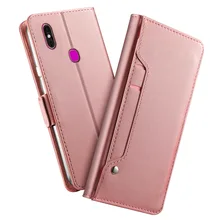 Para Leagoo M13 Funda de cuero de lujo con soporte abatible con espejo a prueba de golpes funda armadura para Leagoo M13 M 13 funda ranura para tarjeta(China)