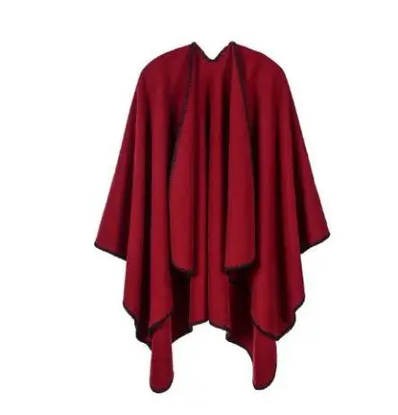 wine red 750 г утолщение женщин Новые однотонные пончо Шали Обертывания Дамы пашмины шаль утолщение шарф для поездок палантины теплые Пончо Накидки - Цвет: wine red