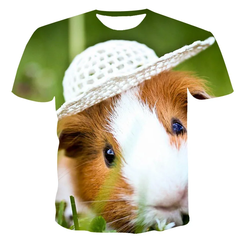 2020 summer new men's and women's casual T-shirt 3D printing cute animal hamster fashion short sleeve all-match top XXS-6XL | Мужская