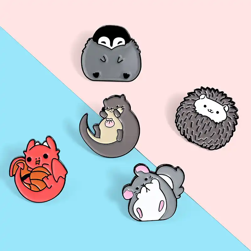 Kawaii Badge De Bebe Herisson Dessin Anime Pingouin Hamster Mon Voisin Totoro Otter Broche En Email Tendance Sac A Dos A Revers Cadeau De Bijoux Aliexpress