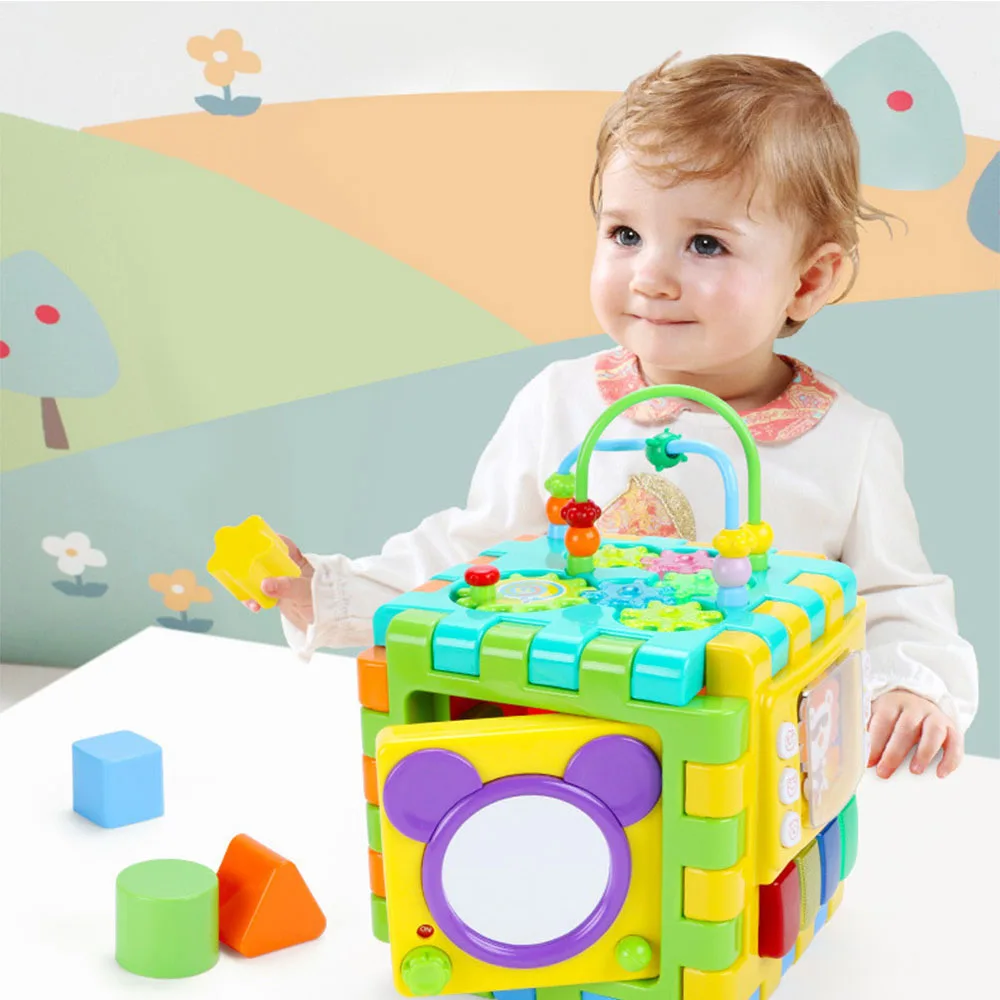 Шестигранник развивающие игрушки 1-2-3 лет строительные блоки кубик Детские шестисторонние коробки для мальчиков и девочек форма сопряжения