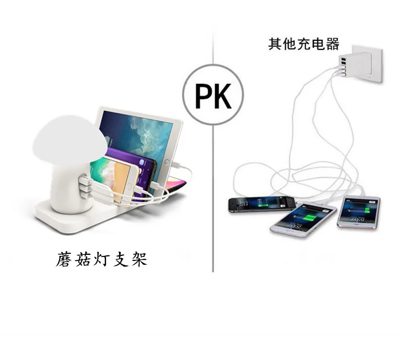 USB быстрозарядная станция-концентратор, настольный usb-концентратор с питанием от 3,0, зарядное устройство, Грибная подставка, MULTI-FUNCTIONAL зарядное устройство