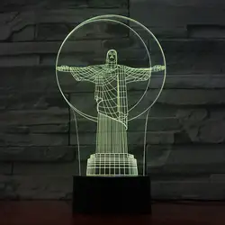 Christ The Redeemer в Бразилии 3D светодиодный светильник для детей ночные светильники подарок для детей акриловый красочный светодиодный