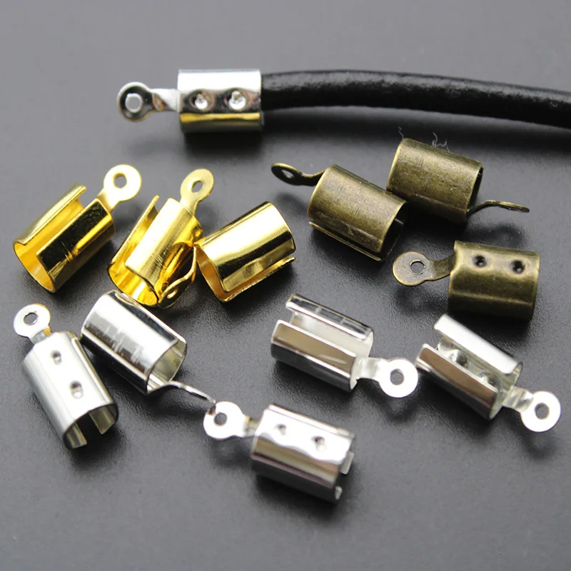 FOR CORD RIBBON LEATHER 10 X 4 MM 2 STERLING SILVER 925 FOLDING CRIMP ENDS