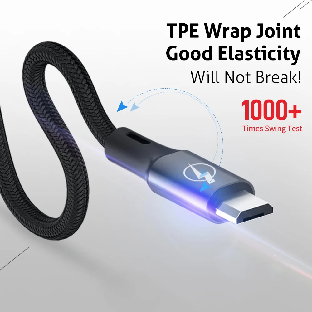 Soopii 1,2 м 3 в 1 USB кабель type-c и ios и кабель зарядного устройства микро-usb 3A Быстрая зарядка USB кабель 2 упаковки